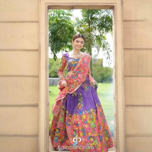 purple & pink kalamkari lehenga set